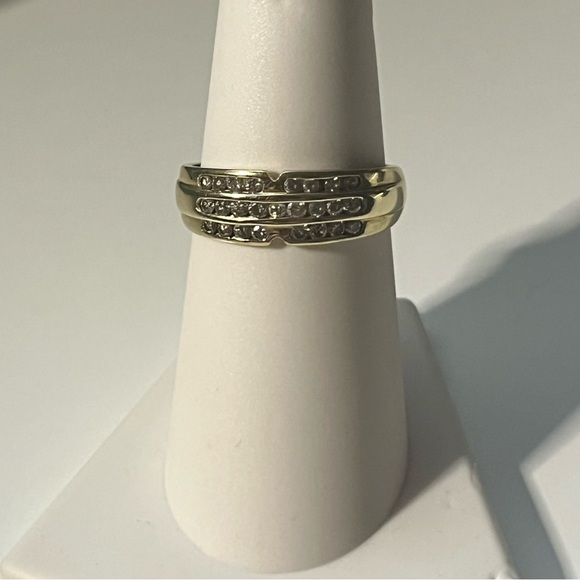 14k 3-Row 3/4 CT  Diamond Band Ring - Picture 5 of 11